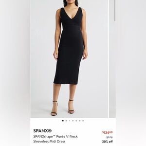 Spanx Ponte V-Neck Midi Dress NWT